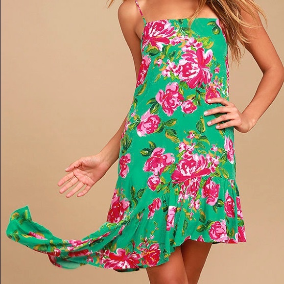 Lulu’s Impressionist Garden Mint Green Dress XS - Picture 2 of 10